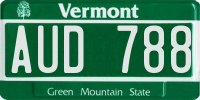 VT license plate AUD788