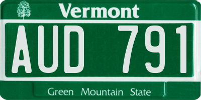 VT license plate AUD791