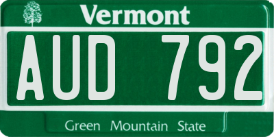 VT license plate AUD792