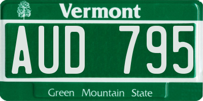 VT license plate AUD795