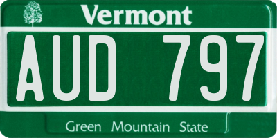 VT license plate AUD797