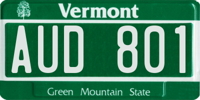 VT license plate AUD801