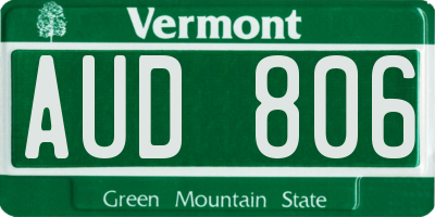 VT license plate AUD806