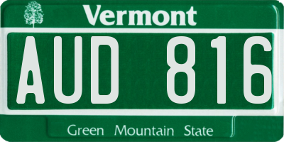VT license plate AUD816