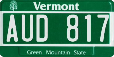 VT license plate AUD817