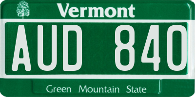 VT license plate AUD840