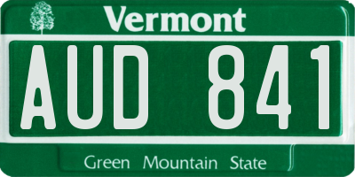 VT license plate AUD841