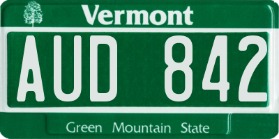 VT license plate AUD842