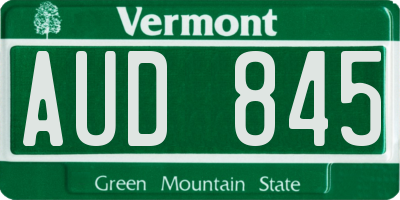 VT license plate AUD845
