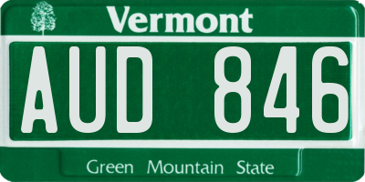 VT license plate AUD846