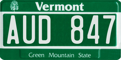 VT license plate AUD847