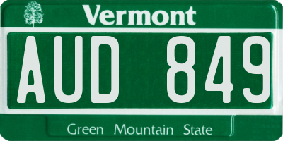 VT license plate AUD849
