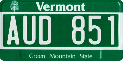 VT license plate AUD851