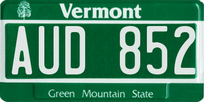 VT license plate AUD852