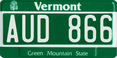 VT license plate AUD866