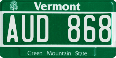 VT license plate AUD868