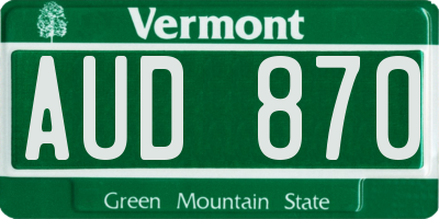 VT license plate AUD870