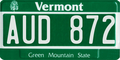 VT license plate AUD872