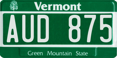 VT license plate AUD875