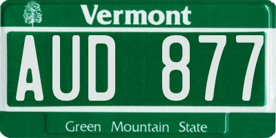 VT license plate AUD877