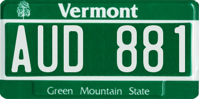 VT license plate AUD881