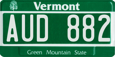 VT license plate AUD882