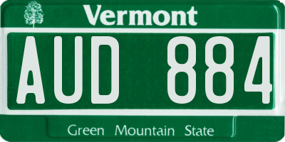 VT license plate AUD884