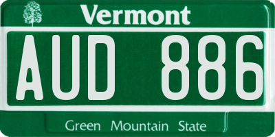 VT license plate AUD886