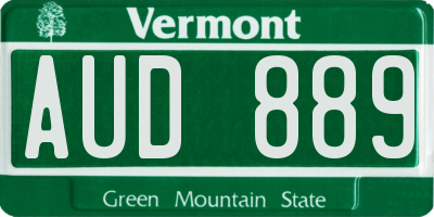 VT license plate AUD889