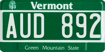 VT license plate AUD892