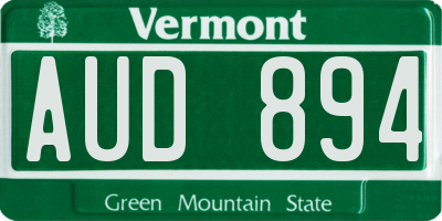 VT license plate AUD894