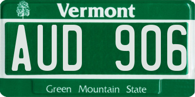 VT license plate AUD906