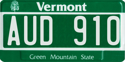 VT license plate AUD910