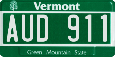 VT license plate AUD911