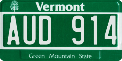VT license plate AUD914