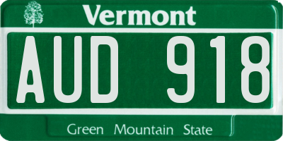 VT license plate AUD918