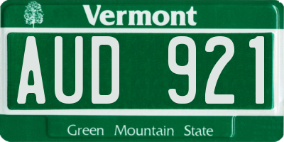 VT license plate AUD921