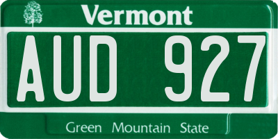 VT license plate AUD927