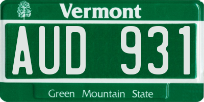 VT license plate AUD931