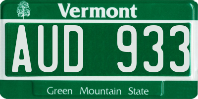 VT license plate AUD933