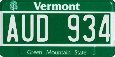 VT license plate AUD934