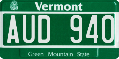 VT license plate AUD940