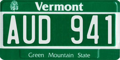 VT license plate AUD941