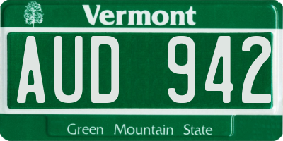 VT license plate AUD942