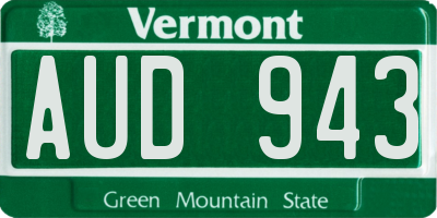 VT license plate AUD943