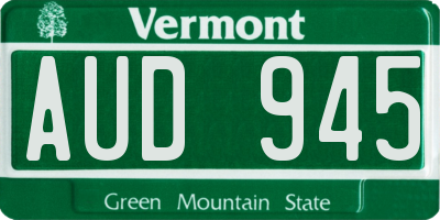 VT license plate AUD945