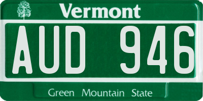 VT license plate AUD946