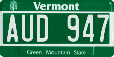 VT license plate AUD947