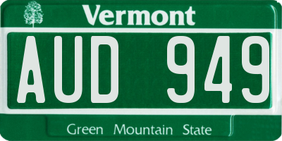 VT license plate AUD949