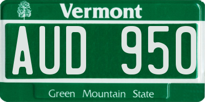 VT license plate AUD950